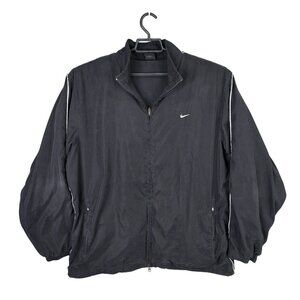 Mens Nike Black Full Zip Windbreaker Jacket Long Sleeve 100% Polyester Size XL